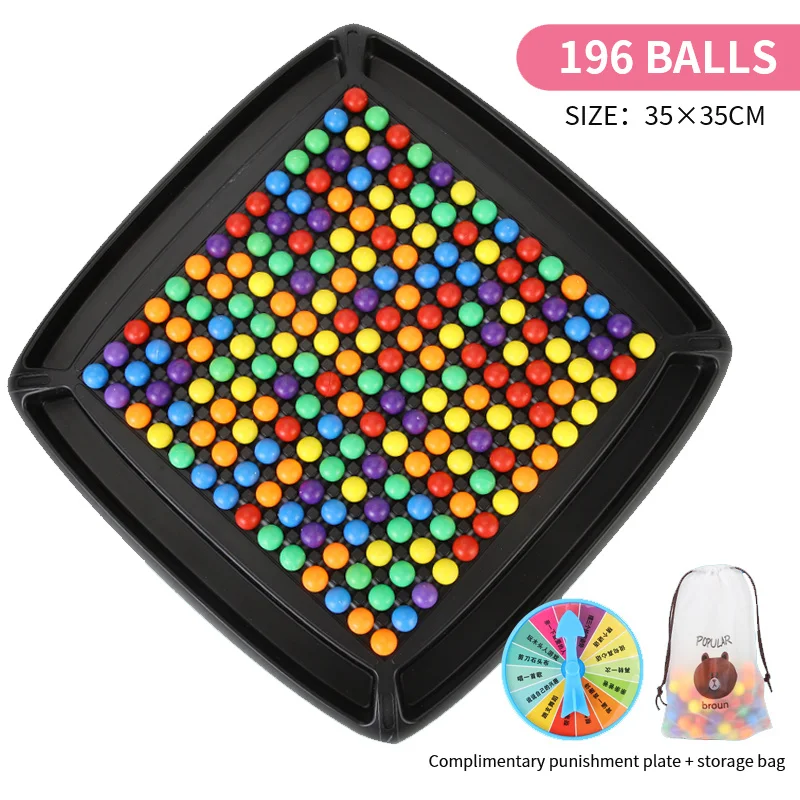 Jeu de société Montessori pour enfants, perles assorties, jeu interactif, apprentissage de l'élimination, cadeau d'échecs, arc-en-ciel