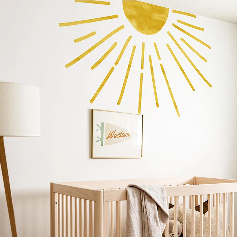 Bohemian Sun Adesivo de Parede Autoadesivo, Vinil Murais, DIY, Removível, Pintados à Mão, Decalques Sunshine, Quarto Infantil, Decoração Jardim de Infância