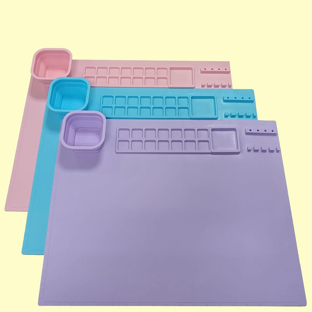 Resin 1 Water Cup Painting Mat Office Supplies For Kids No Fading DIY 14 Color Dividers Reusable Art Clay Anti Fade Foldable