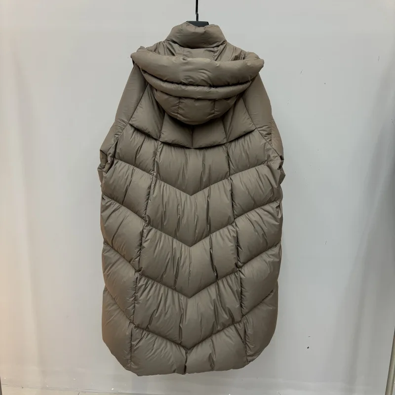 الشتاء مقنعين فضفاض لحاف الأبيض بطة أسفل سترة منفوخة المرأة شتاء جديد طويل الركبة فوق الثلوج سترة سميكة سترة منفوخة