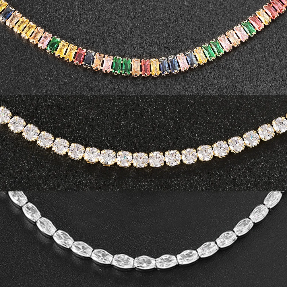 Geometryczny kryształ tenis Choker naszyjnik 2022 kobiety Sexy Kpop Iced Out cyrkonia łańcuchy szyi kobiet złota biżuteria prezenty OHN