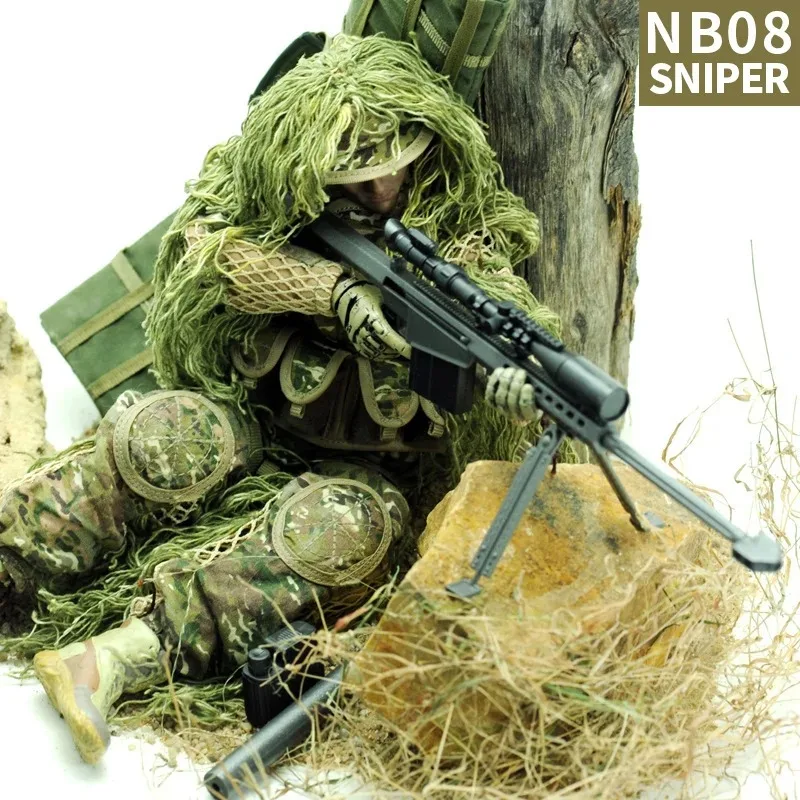 

1/6 Scale Plastic Collection Ornaments Sniper with Barrett Military Male Doll Model for 12" Action Figures Accessory NB07 NB08