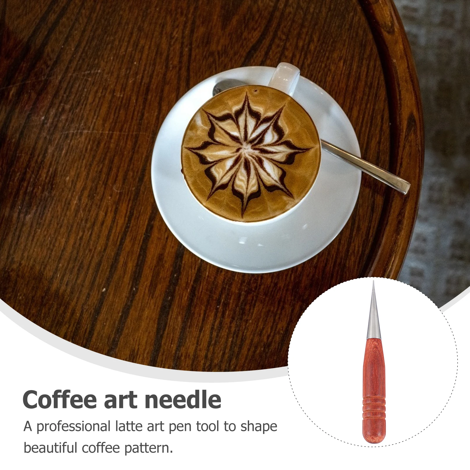 

Latte Art Pen Coffee Needle Tool Wood H Stainless Steel Cappuccino Decoration Easy Clean Gift