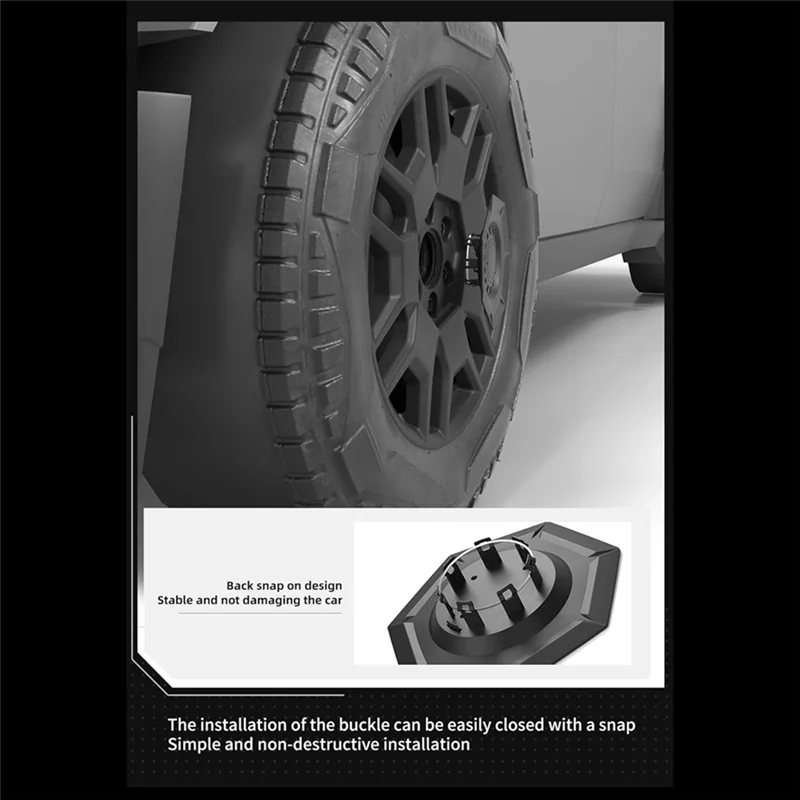

A03E-Wheel Center Hub Caps Cover For Tesla Cybertruck 2024 Accessories Rust Resistant Removable Center Wheel Cover