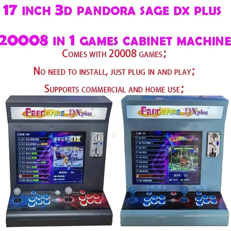 20008 in 1 PCB Games Cabinet Joystick Button HDMI VGA Coin Slooter Arcade Console Bartop 2024 17 Inch 3D Pandora SAGA DX Plus
