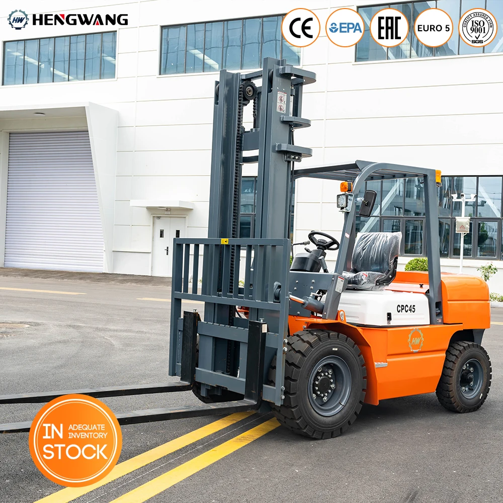 رافعة شوكية ديزل رائجة البيع 4.5 طن رافعة شوكية للوقود الهيدروليكي مع شوكة 1.22 متر متوفرة في المخزون مصنوعة في الصين قابلة للتخصيص