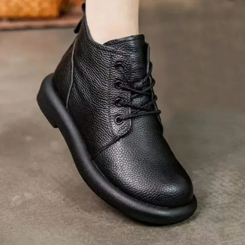 

2025 New Women's Woolen Boots High-Help Thickened Fleece Lined Anti-Slip round Toe Winter Autumn Boots Sweet Style Rubber Surfac