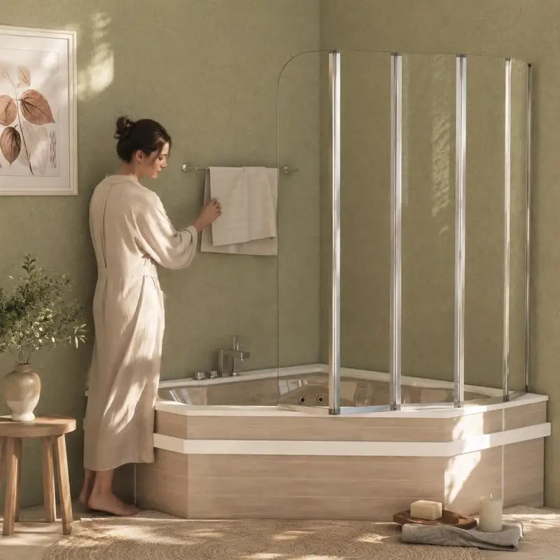 Cloison de douche en verre trempé transparent, dimensions totales 120x140 cm, protection anti-éclaboussures durable pour séparer la zone humide de la zone sèche dans toutes les salles de bain