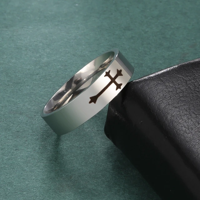 Stainless Steel Jesus Cross Ring Christ Bible Prayer Finger Rings For Men 8mm 6mm Amulet Jewelry Size 7 13 AliExpress
