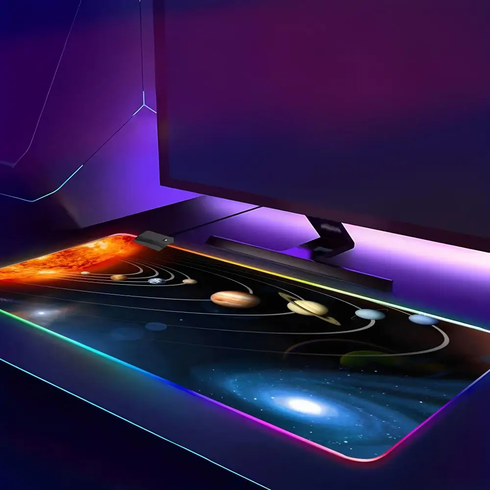 RGB Mouse Pad Gamer Space Universe Solar System XL Custom New Home Computer HYBXAXC XXL Soft Office Carpet Computer Mouse Mats