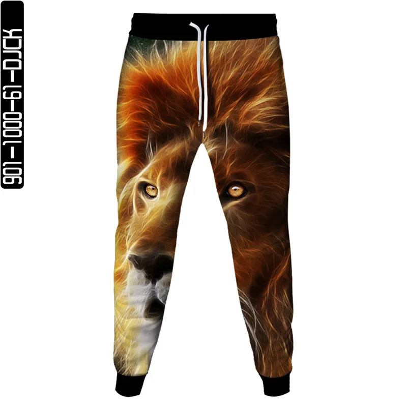 

Spring Autumn Men Fashion Sweatpants Animal Lion Crown 3D Print Women Sweat Pants Jogging Casual Hip Hop Trousers Large Size 6XL