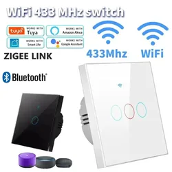 WiFi Smart Switch EU Light Wall Touch Switch 220V No Need Neutral Wire Tuya Smart Life Work with Alexa Google Home 1/2/3Gang