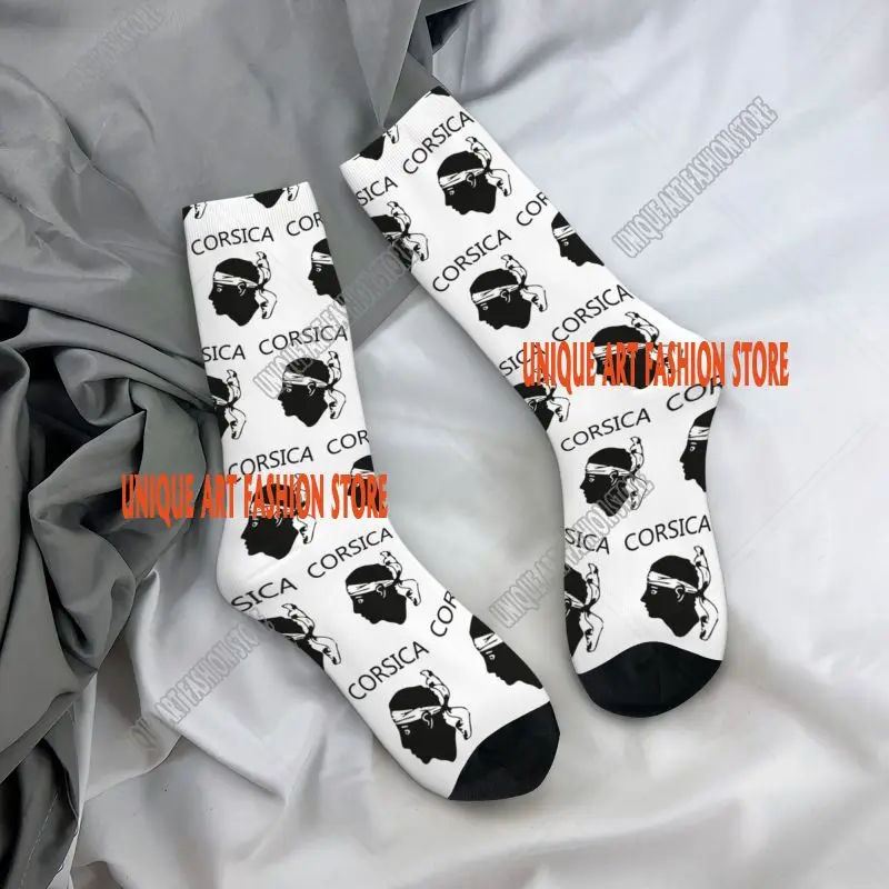 Corsica Corse Flag Head France Mens Crew Socks Unisex Cute Spring Summer Autumn Winter Dress Socks