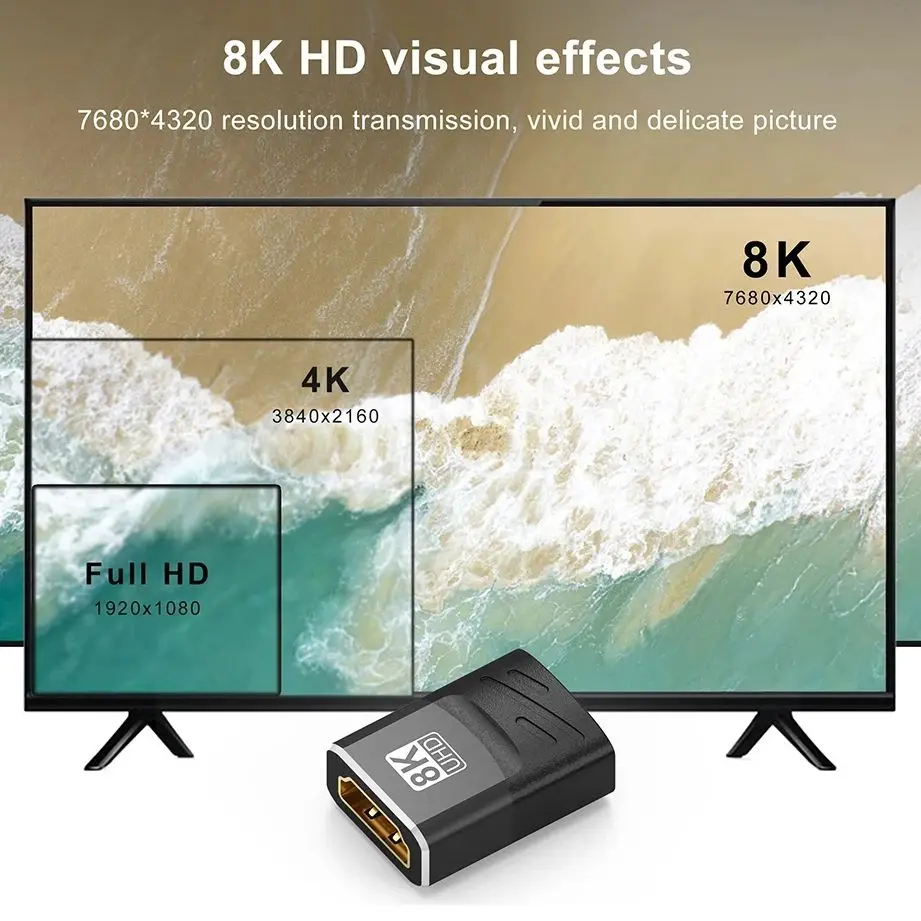 Przedłużacz 8K HDMI 2.1 żeński na żeński kompatybilny z HDMI do laptopa PC TV PS3 PS4 Monitor Przedłużacz kabla HDMI Złącze adaptera