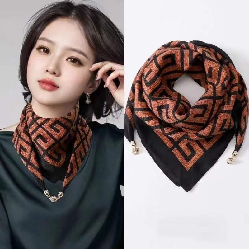 Hot Magnetic Triangle Neck Protection Scarf for Women in Autumn and Winter 2024 New Cotton and Linen Scarf  High-end Neck Scarf