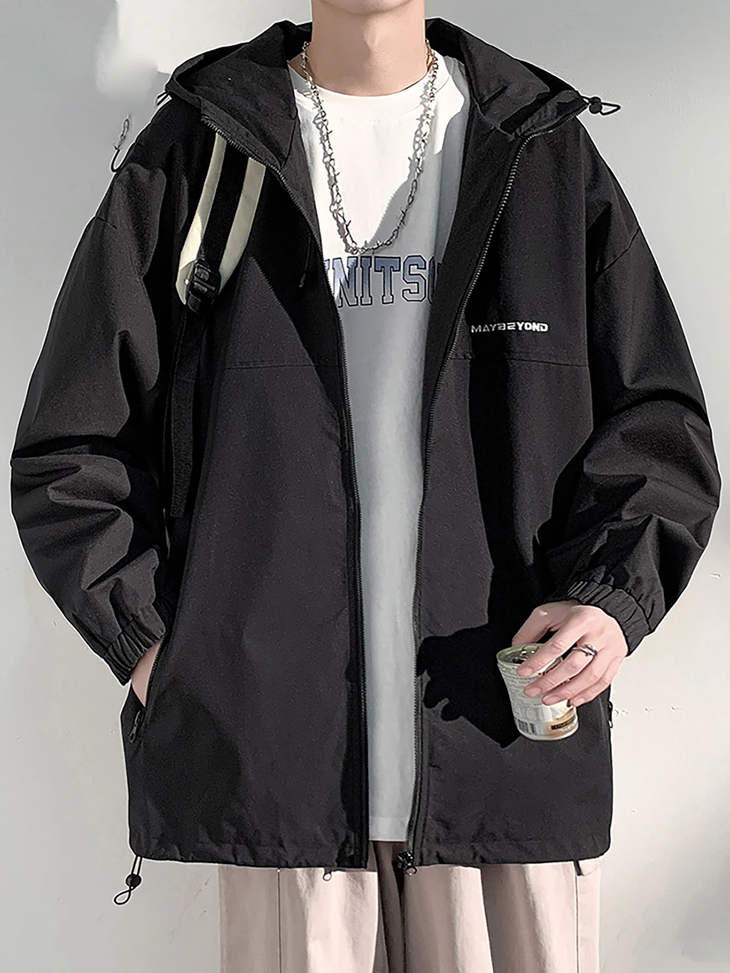 

Свободный крой, мужская куртка с капюшоном, уличная спецодежда, осенне-весенний сезон, горная серия, модная повседневная одежда из полиэстера и нейлона...