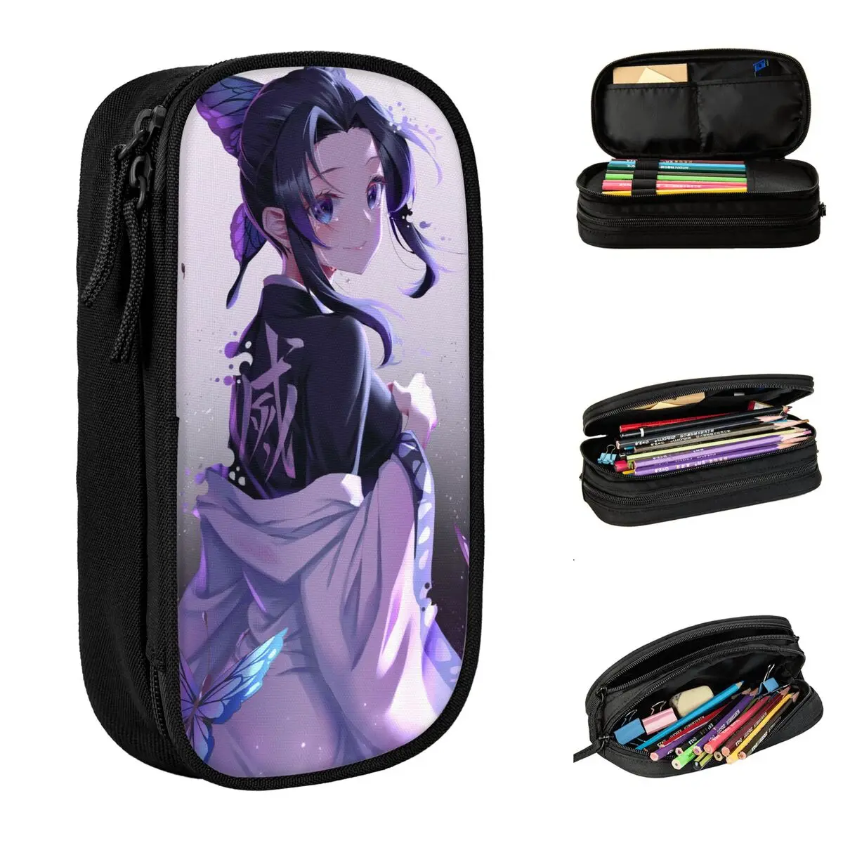 Shinobu Kochou Demon Slayer Pencil Case Cute Kimetsu No Yaiba Devil\'s Blade Anime Pen Bag Student Students School Pencil Pouch