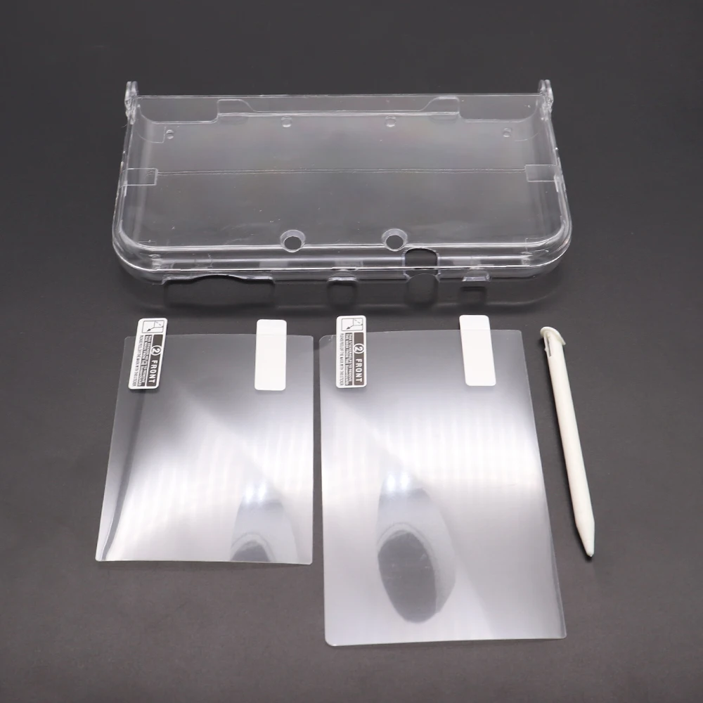 Für Neue 3DS XL LL Klar Split Shell Transparente Schutzhülle Fall Bildschirm Film LCD Screen Protector Kunststoff/Metall Stylus