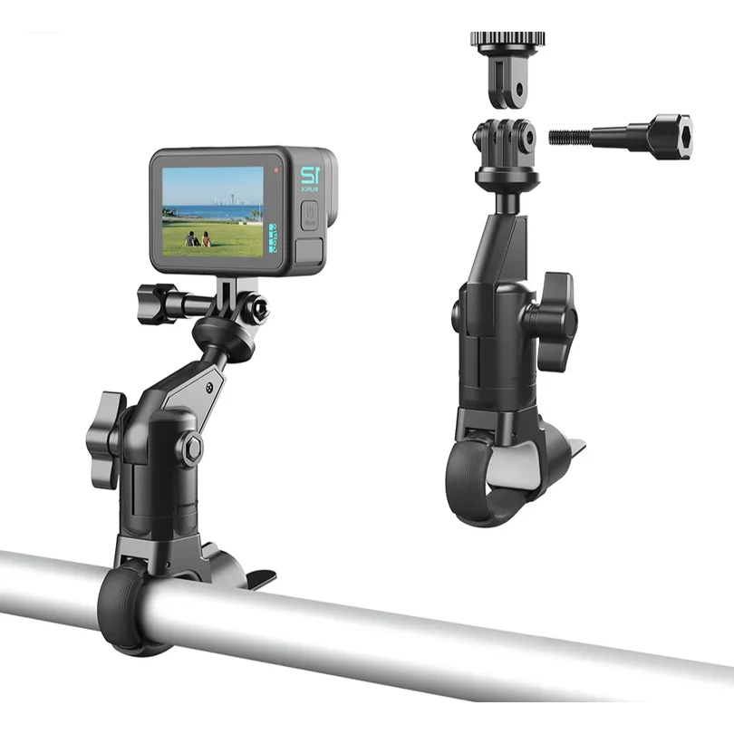 Camera Clamp Mount Bike Motorcycle Handlebar Holder, Pipes of any shape can all be installed 360 Ball Join for GoPro  DJI