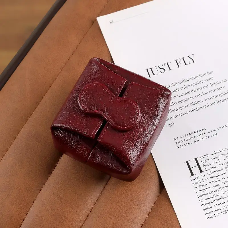 Einfarbige Herzförmige Geldbörse aus Rindsleder, Multifunktionale Kleine Kopfhörertasche im Koreanischen Stil, Aufbewahrungstasche für Autoschlüssel und Schmuck, Accessoire – Detail 5