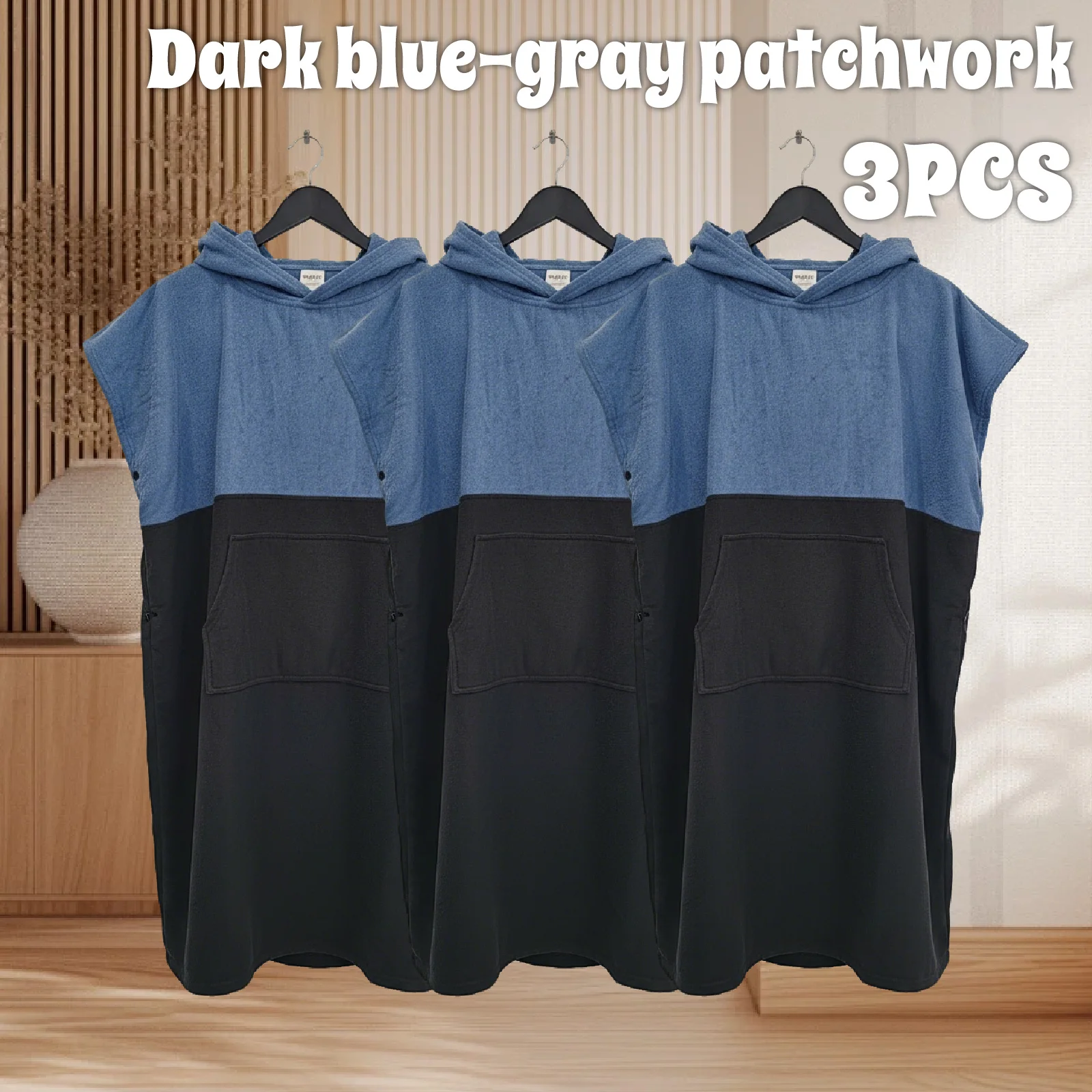 plus Size Quick-Dry Hooded Beach Towel Changing Cape High Absorbency Swim Surf Robe for Easy Carry And Quick Drying