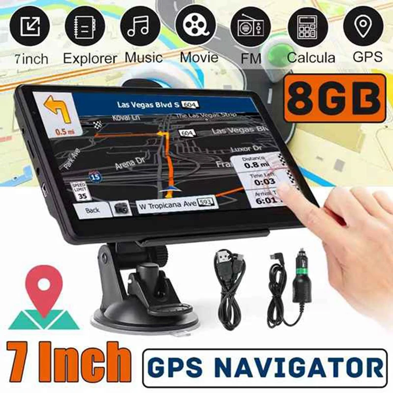 

Автомобильный GPS-навигатор, 7-дюймовый сенсорный экран, GPS-навигатор, спутниковый навигатор для грузовика, 256 м + 8G GPS-навигаторы