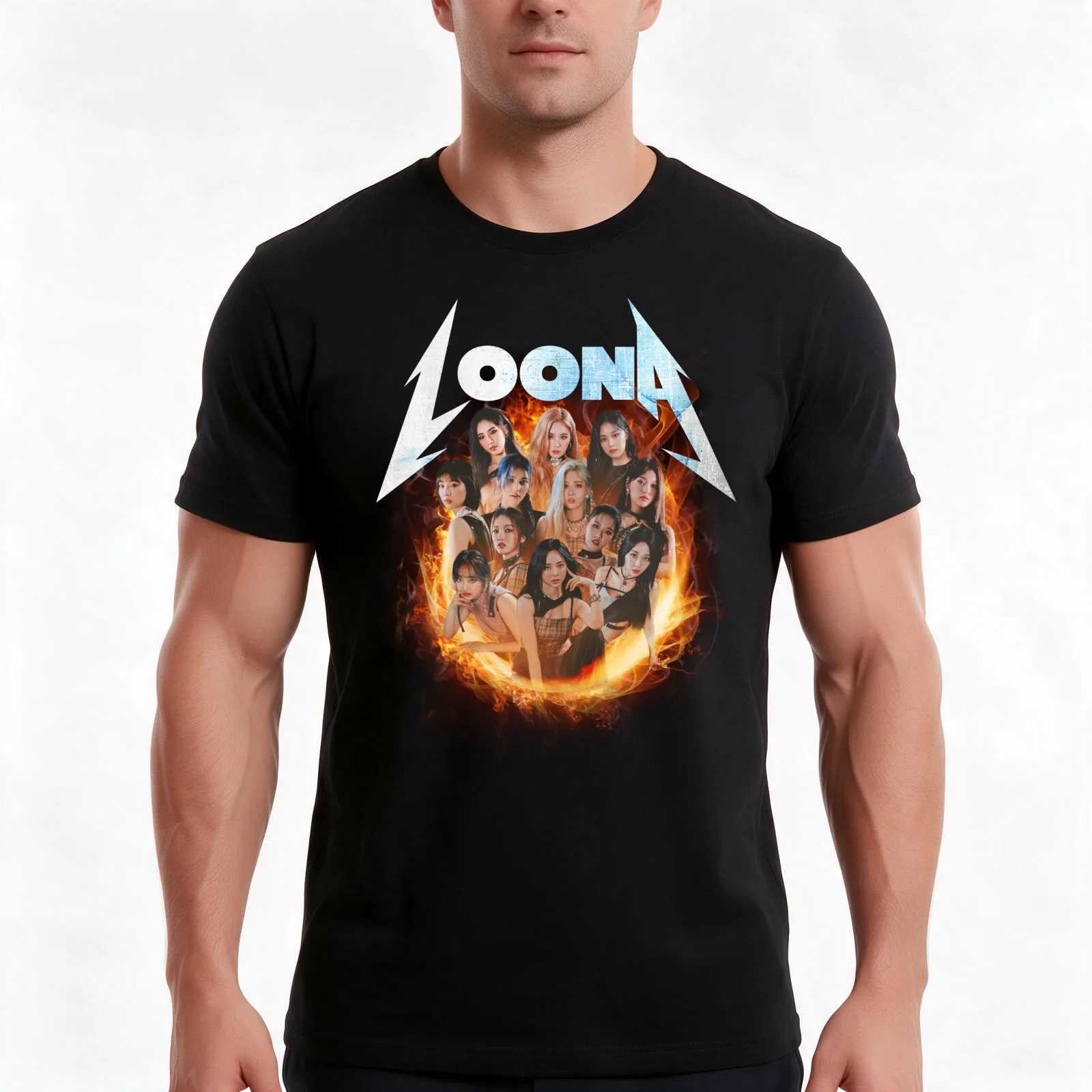 LOONA THE METAL BAND T-Shirt, Summer Casual Cotton Tee, Oversized Streetwear Tops, Vintage Graphic Print, Loose Fit Short Sleeve