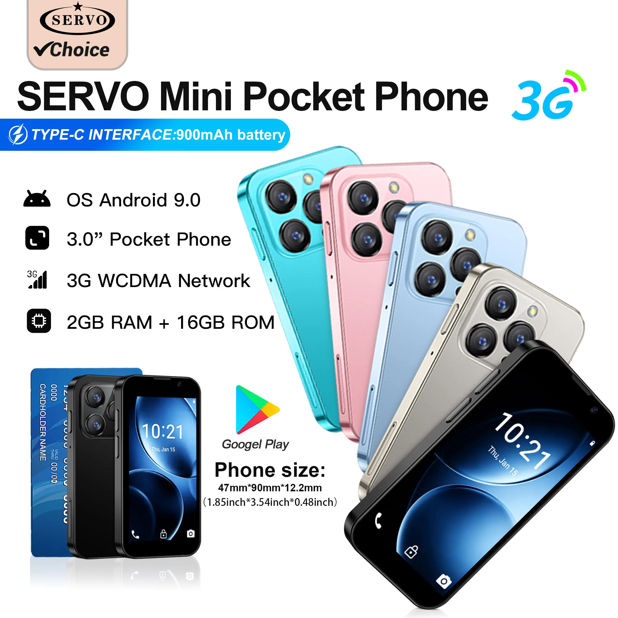 SERVO Mini Smartphone Android OS 3G WCDMA 3