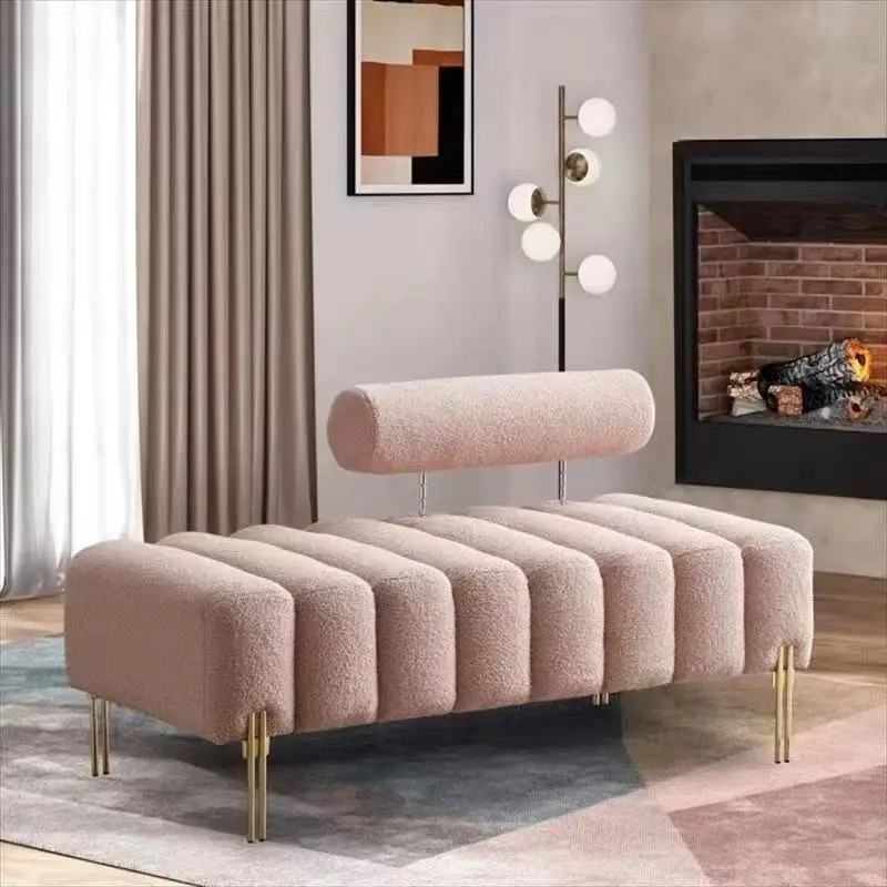 

Salon Waiting Area Furniture of Casual Upholstered Solid Color Decorative Bench for Salon Waiting Bench with Rear Padded Seat