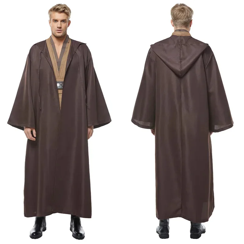 Obi Wan Anakin Fantasy Movie Space Battle Knight Disguise Costume Robe Cloak 3 Colors Adult Men Cosplay Fantasia Outfits eo]5