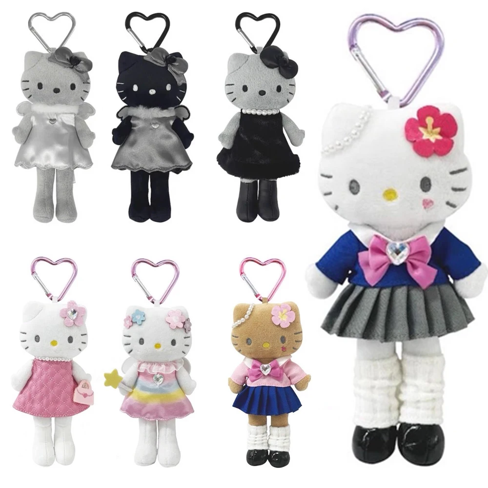 Sanrio Black Skin Hello Kitty Long Legs Plush Toys Kawaii Keychain Cute Cartoon Backpack Pendant Accessories Girl birthday Gift