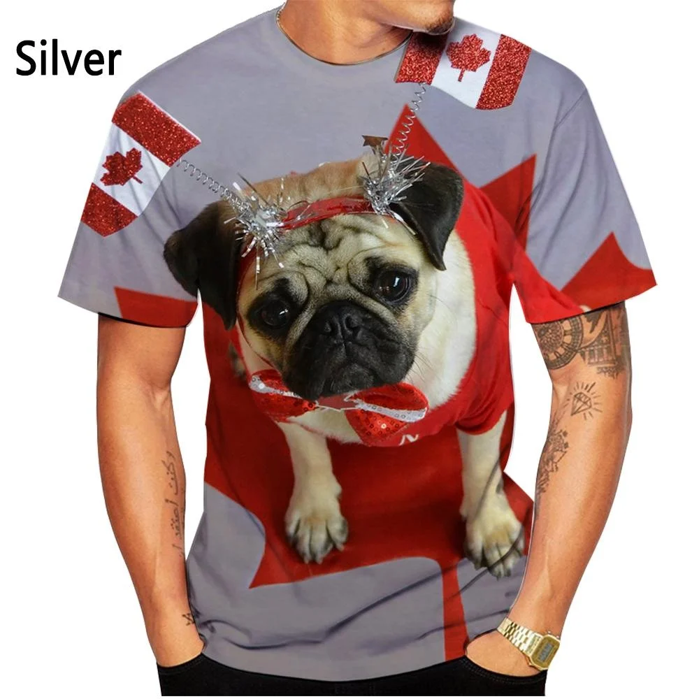 Pug Dog 3D Printed T-shirt Men's Women's Fashion T-shirt Summer Casual Short Sleeved Animal Bulldog Shirt Designer Clothes Men