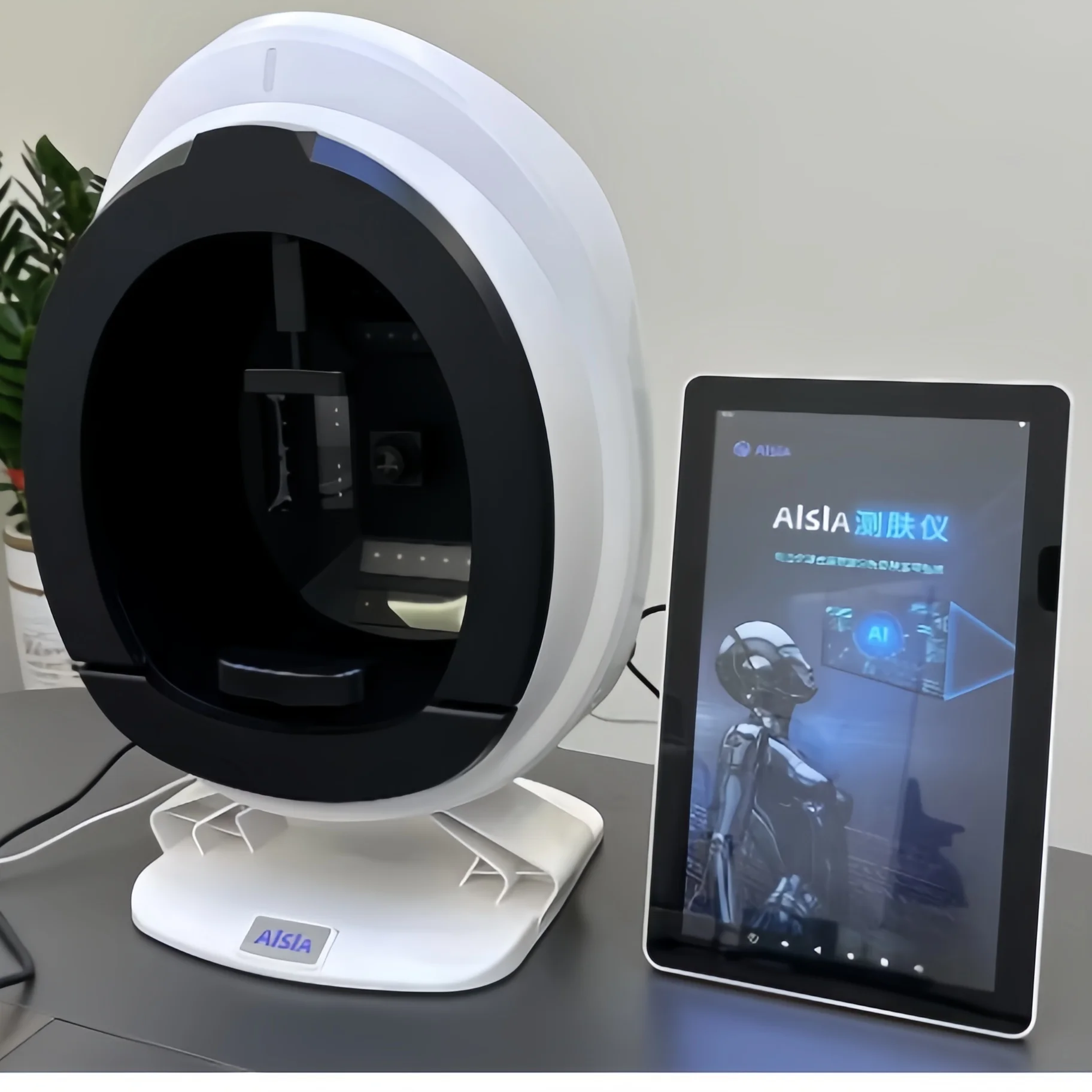 AISIA Q1 48MP スマートAI顔肌分析器検出器 3カメラ 8スペクトル UV RGB量子3D肌検出