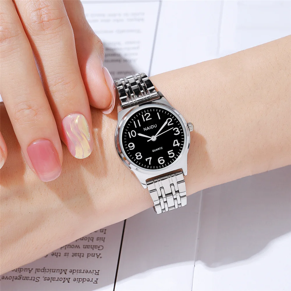 Women's Luxury Small Round Dial Quartz Steel Wristwatch