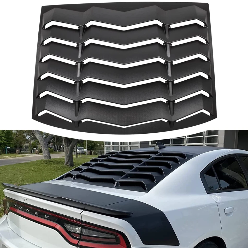 

TM Rear Window Louver for 2011-2021 Dodge Charger SXT/GT/RT/RT Scat Pack ABS Windshield Sun Shade Cover Lambo Style Matte Black