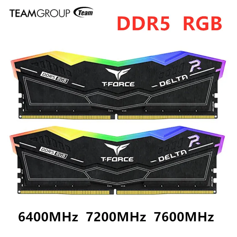 TEAMGROUP T-Force Delta RGB DDR5 Ram 32GB(2x16GB) /(32GBX2)/ (24GX2) 6000 6400MHz  7200 7600MHz  PC5 Desktop Memory Module Ram