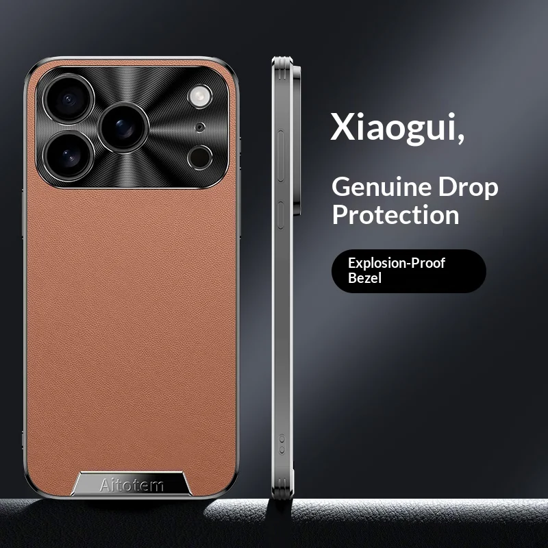 

Покрытие из ТПУ + кожаная задняя крышка для iPhone 17, 16, 15, 14, 13, 12, 11 Pro Max PIus, металлический защитный противоударный чехол для телефона с защитой линз