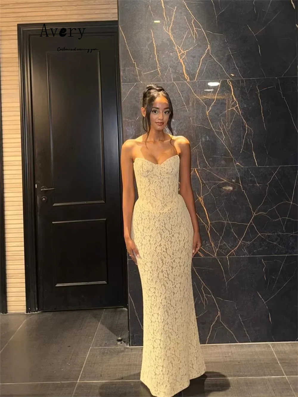 Avery مخصص ذيل السمكة الصفراء زهرة بلا أكمام فساتين نسائية أنيقة وعملية فستان أنيق فاخر زفاف ضيف مساء #2