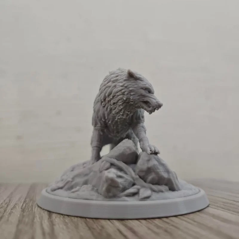 3D Printed Wolf Figurine DIY Hand Painted Statue Desktop Ornament Home Decor Gift for Men Living Room Entrance Decoration