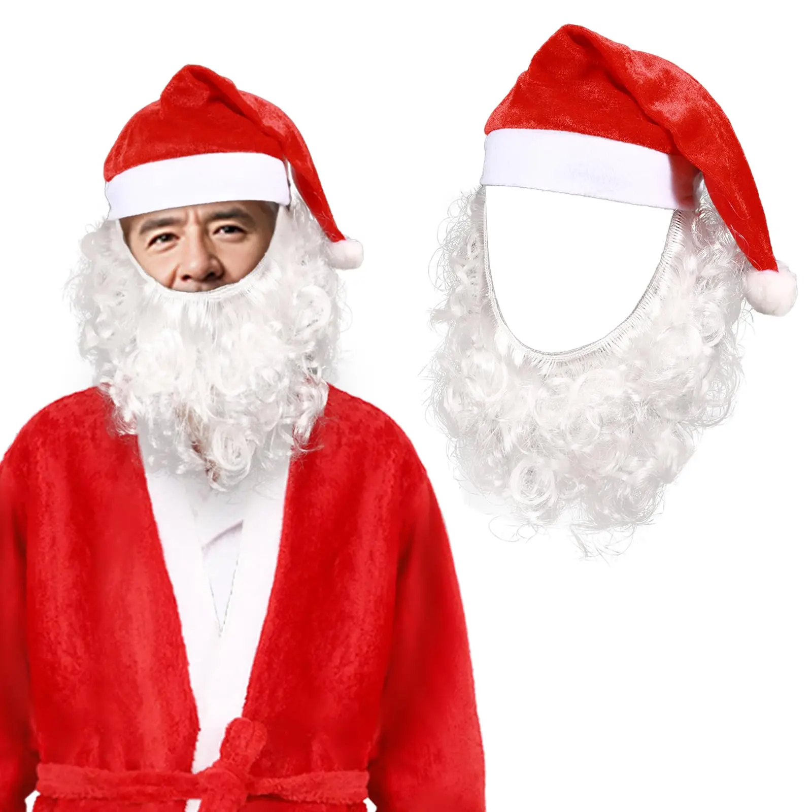 

Шапки Санта-Клауса, набор бороды для взрослых, рождественские шапки Санта-Клауса с бородой, наряд для рождественской вечеринки, аксессуары для косплея для взрослых