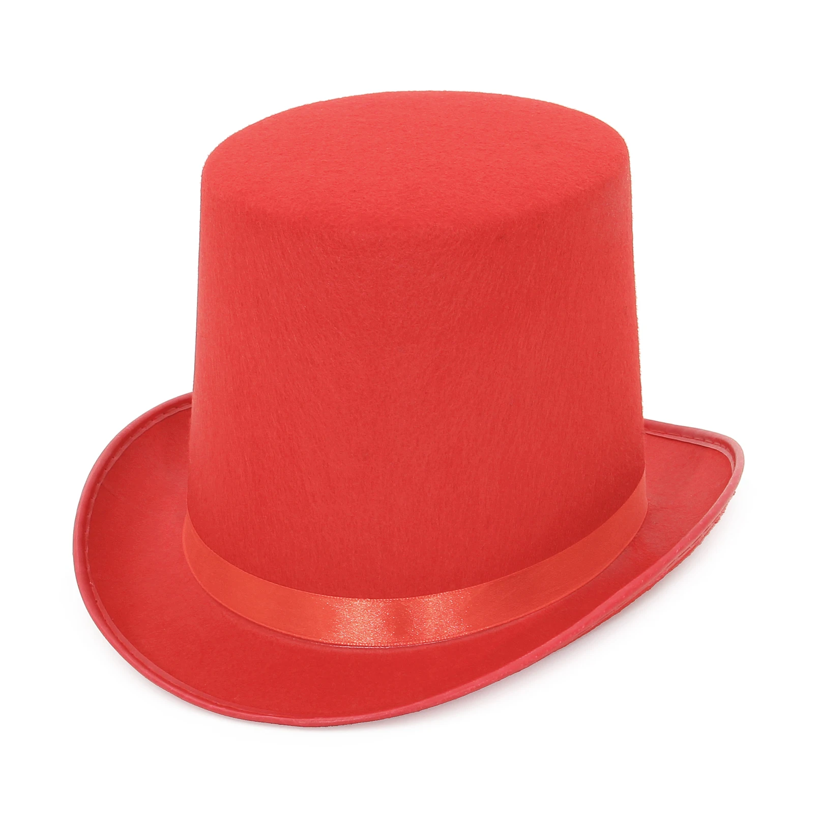 The Magician Performed High Hat Polyster Halloween Top Hat Flat Red Black Hat Jazz Stage Performances Of Men Women Big Size