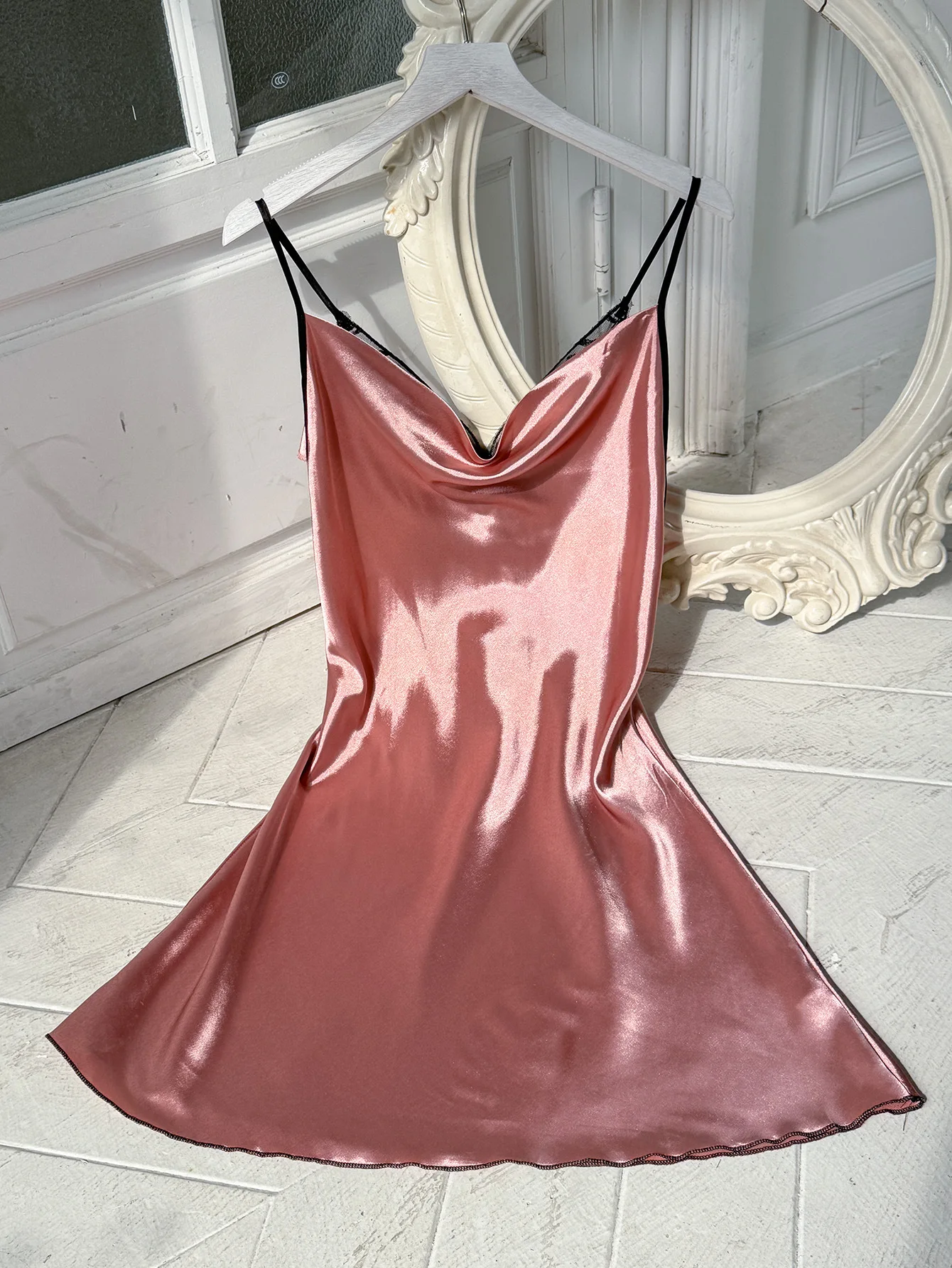 Spring Summer Imitation Silk Backless Nightdress Sexy Lace Butterfly Decoration Simple Suspender Home Dress Medium Sexy view 5