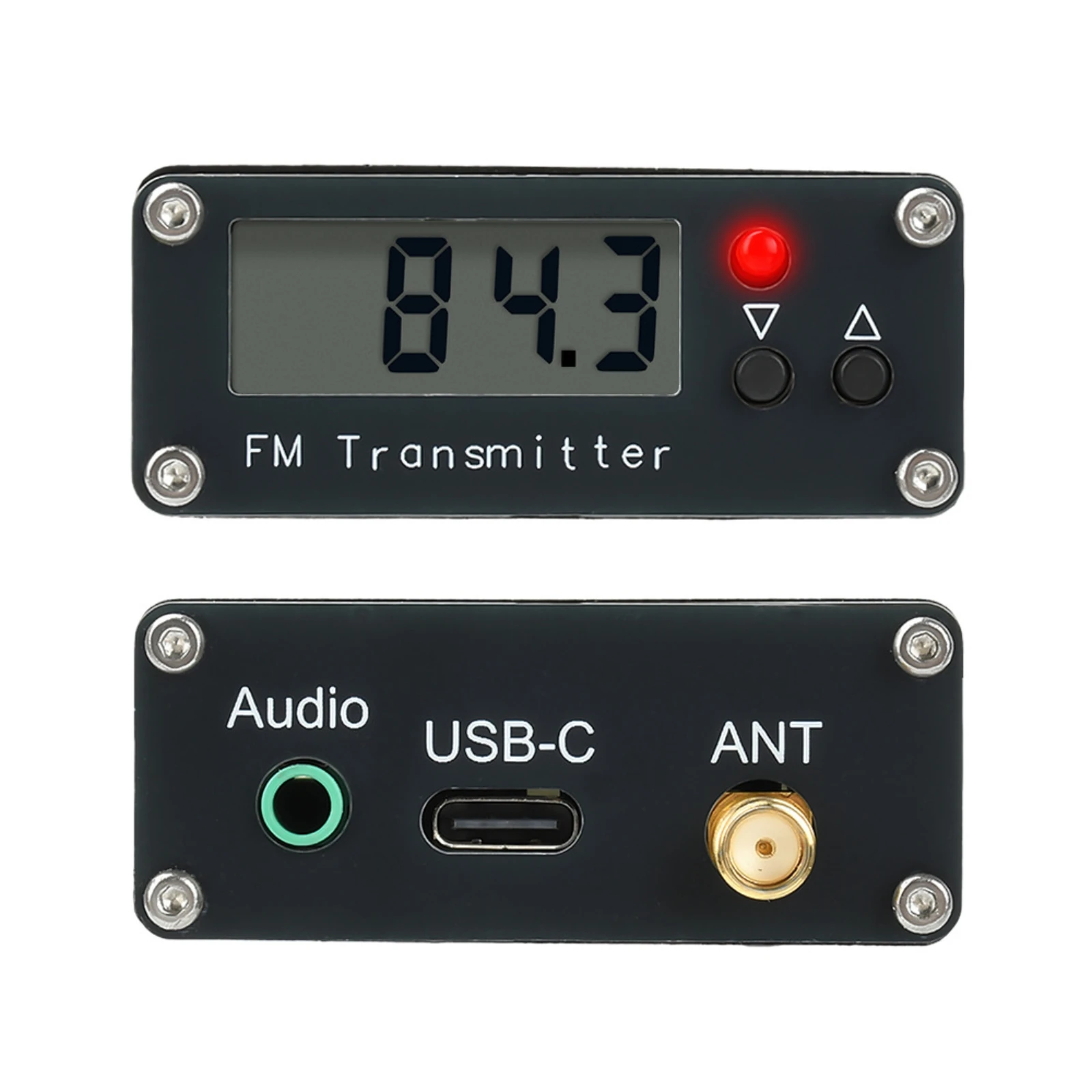 Compact Frequency Modulation Transmitter with LCD Display Stereo Sound USB-Powered Frequency Modulation Audio Transmitter