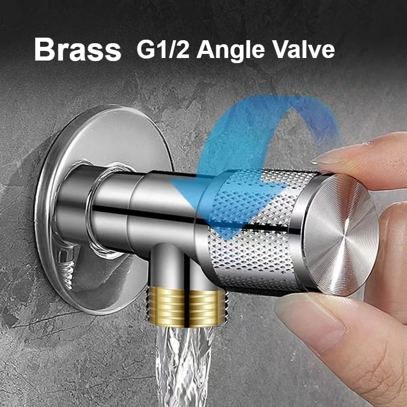 G1/2 Inlet Valve Bathroom Outlet Valve Brass Angle Valve Basin Sink Cold Water Diverter Kitchen Sink Basin Water Stop Faucets
