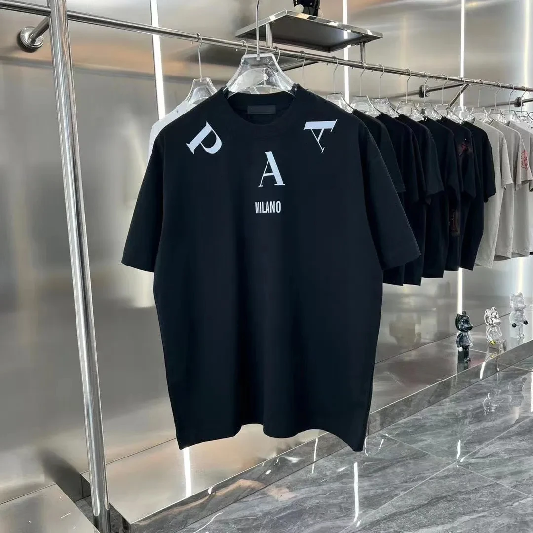 24ss الصيف قميص رجالي مصمم تي شيرت فاخر توافدوا رسالة التي شيرت الكلاسيكية موضة الأخضر السيدات قصيرة الأكمام القطن عادية #3