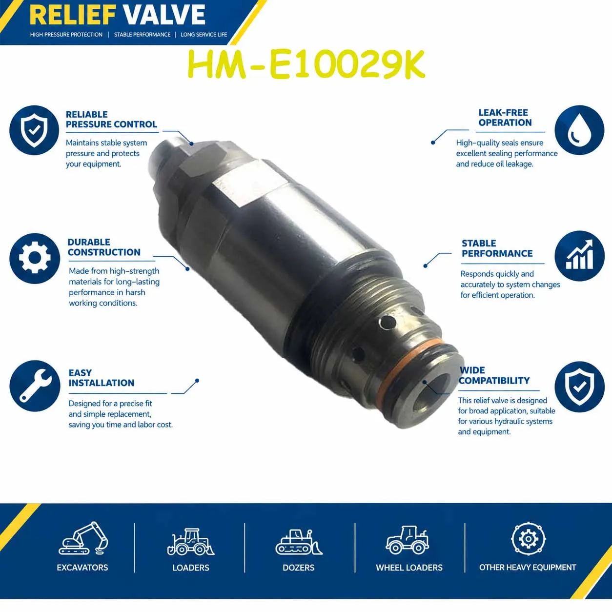Relief Valve HM-E10029K For Hyundai R225-7 R305-7