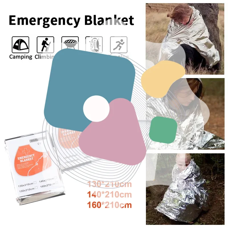 Emergency Rescue Blanket Outdoor Waterproof Keep Warm Survival Blanket Insulation Sunscreen Blanket 130/140/160*210CM