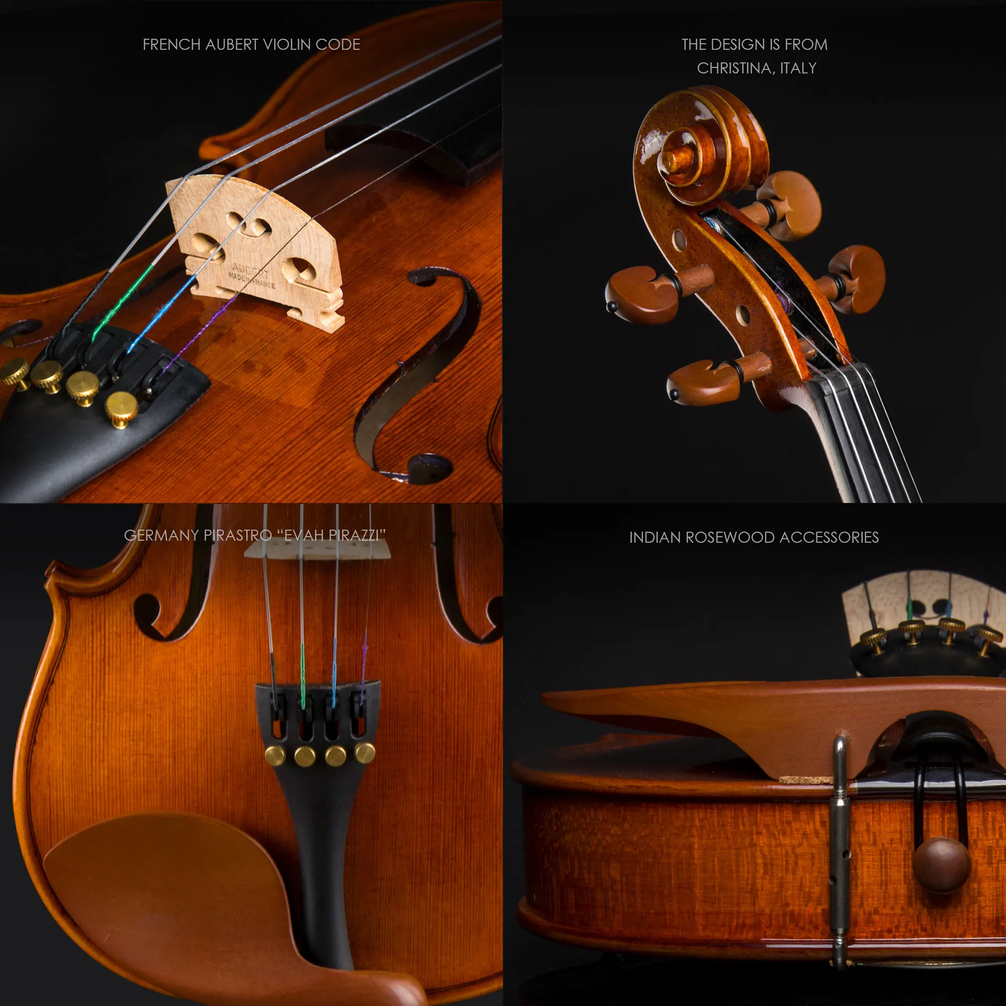 CHRISTINA Beginner Violin NEW Model V04G Red Glossy 4/4-1/8 Size Available Solid Spruce Maple Semihandmade with Full Accessories