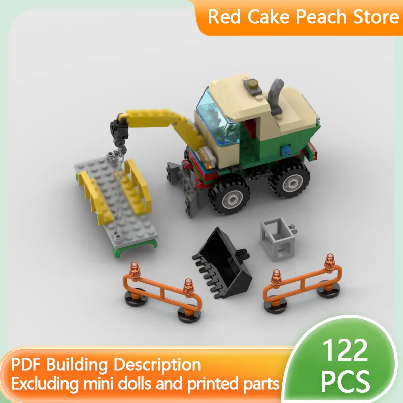 

City Car Model MOC Building Bricks Excavator With Construction Site Equipment Modular Technology Children Gift Assemble Toy Suit