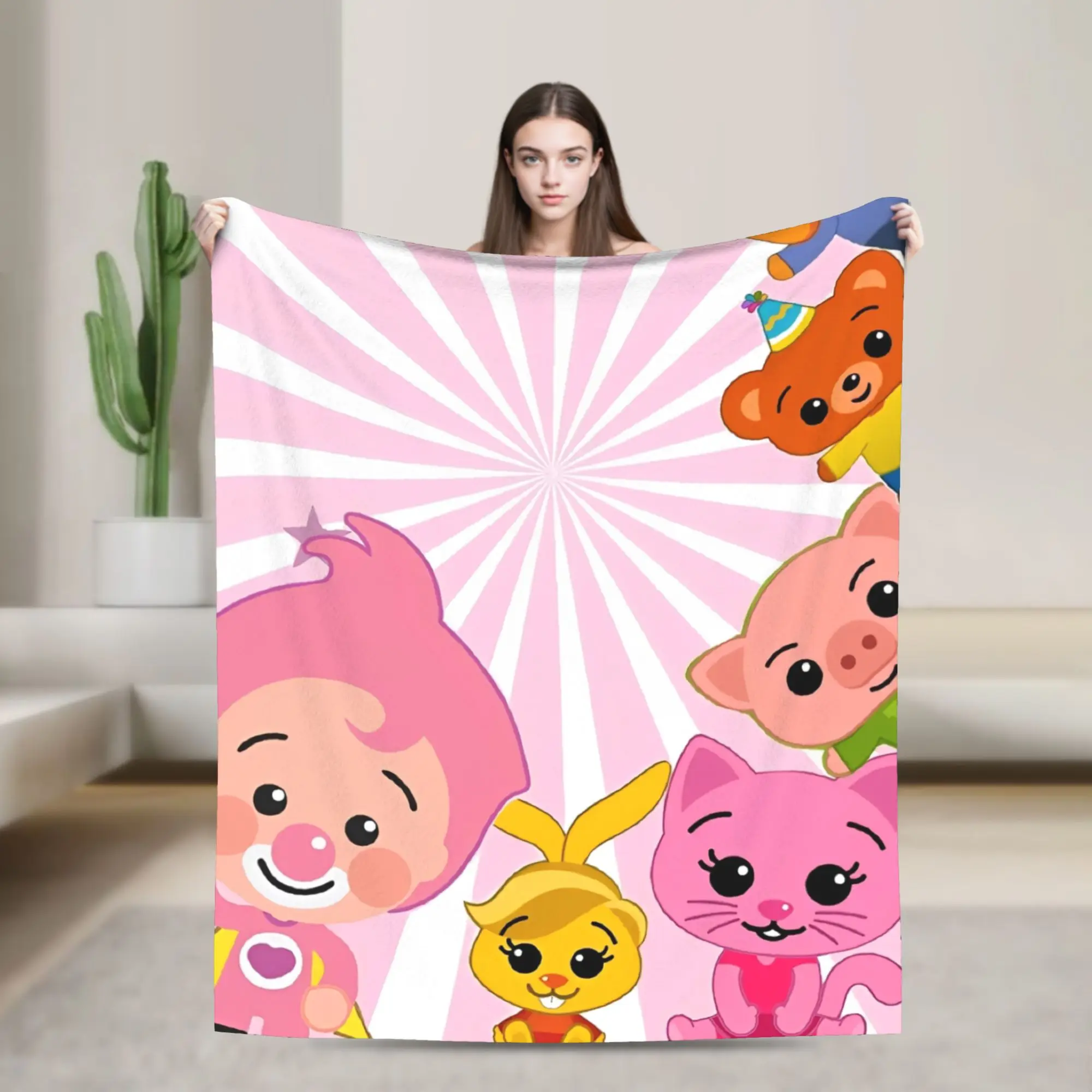 P-Plims Cartoon  Joker  Fleece Throw Blanket Clown  Blanket for Bedding Office Super Soft Quilt,